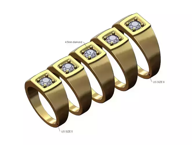 Diamond small square signet Us sizes 5to9