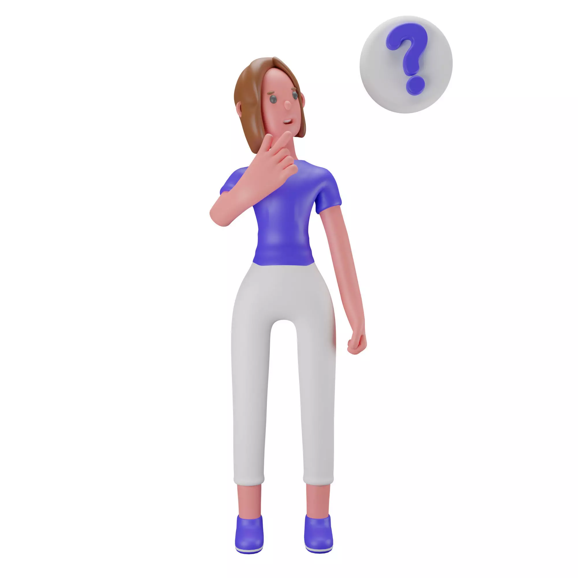 3d Female or Girl Character with Question Mark Low-poly 3D model_0