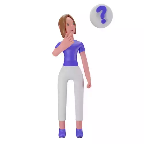 3d Female or Girl Character with Question Mark Low-poly 3D model