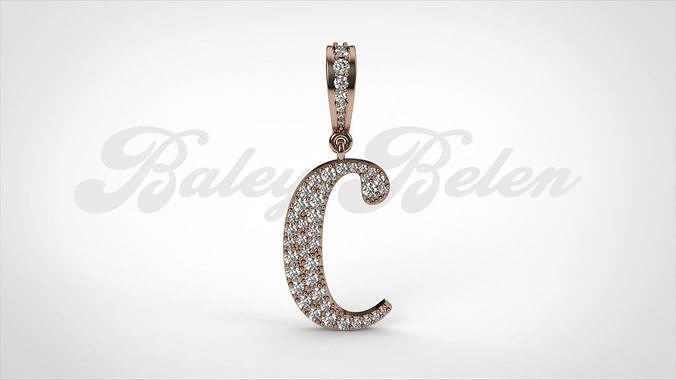 Pendant alphabet berkshire  C medium 3D print model