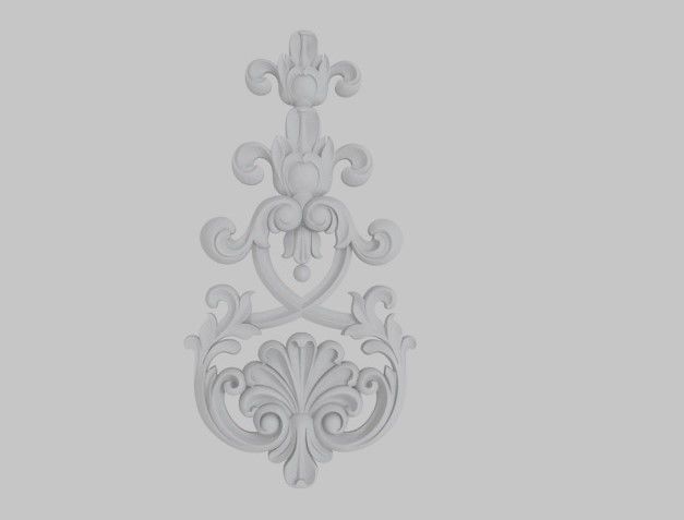 pattern wood cnc  flowers 3d model  classical gold frame  3D model_1