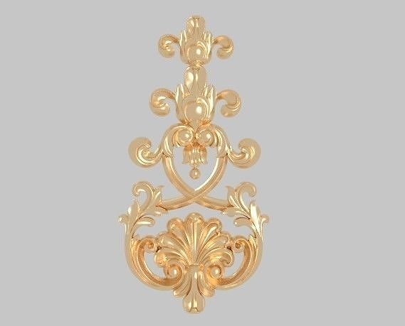 pattern wood cnc  flowers 3d model  classical gold frame  3D model