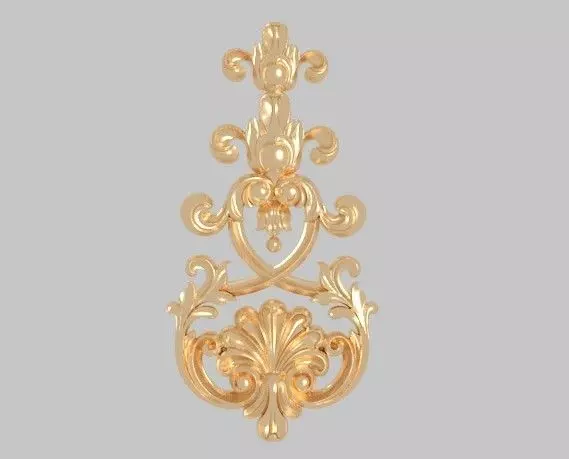 pattern wood cnc  flowers 3d model  classical gold frame  3D model_0