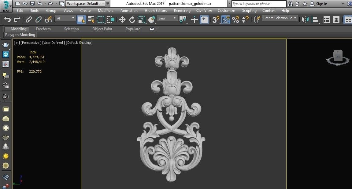 pattern wood cnc  flowers 3d model  classical gold frame  3D model_4