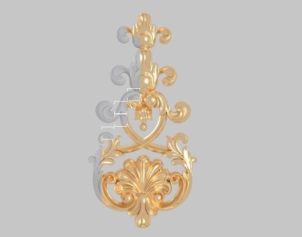 pattern wood cnc  flowers 3d model  classical gold frame  3D model_2