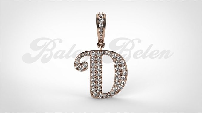 Pendant alphabet berkshire D medium 3D print model