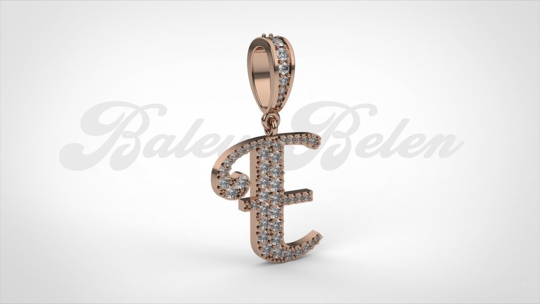 Pendant alphabet berkshire E medium  3D print model_1