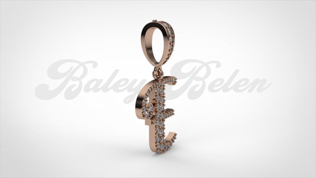 Pendant alphabet berkshire E medium  3D print model_2