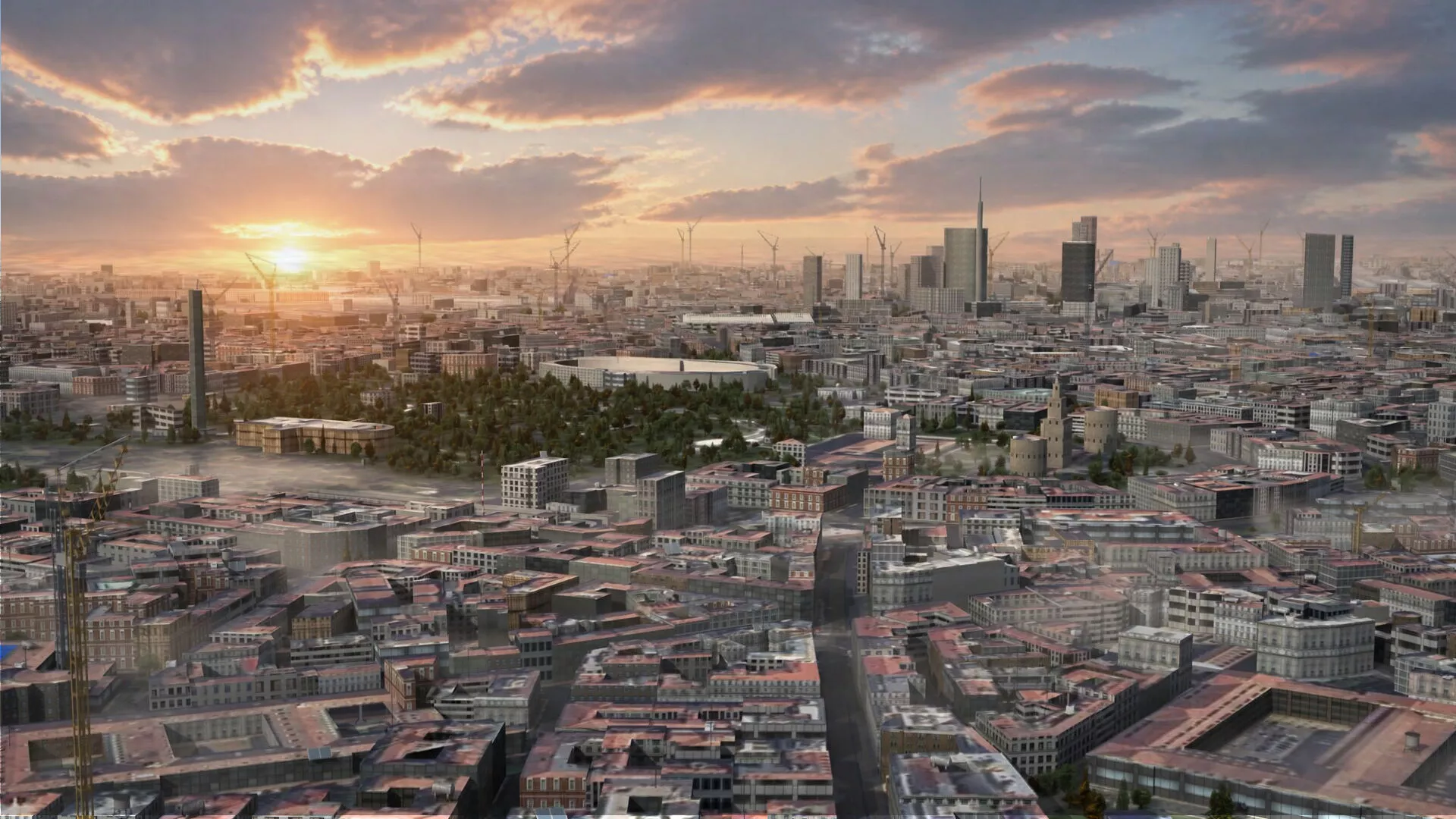 Milan City Italy Game Ready Urban Environment Low-poly 3D model