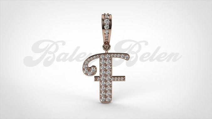 Pendant alphabet berkshire F medium  3D print model