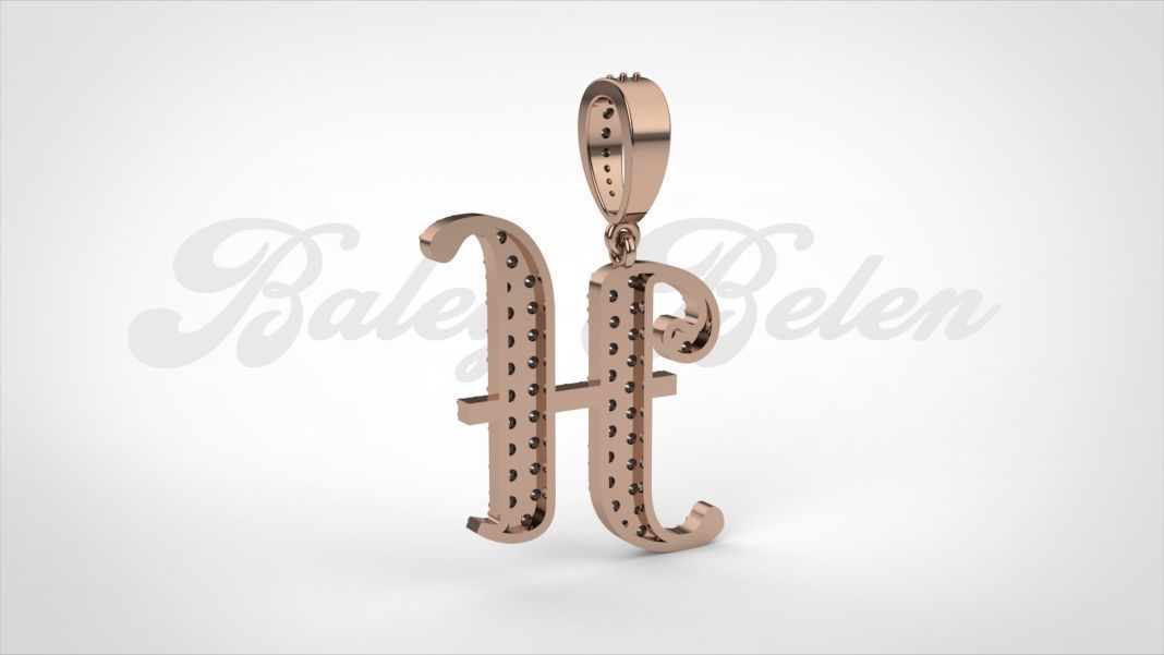 Pendant alphabet berkshire H medium  3D print model_9