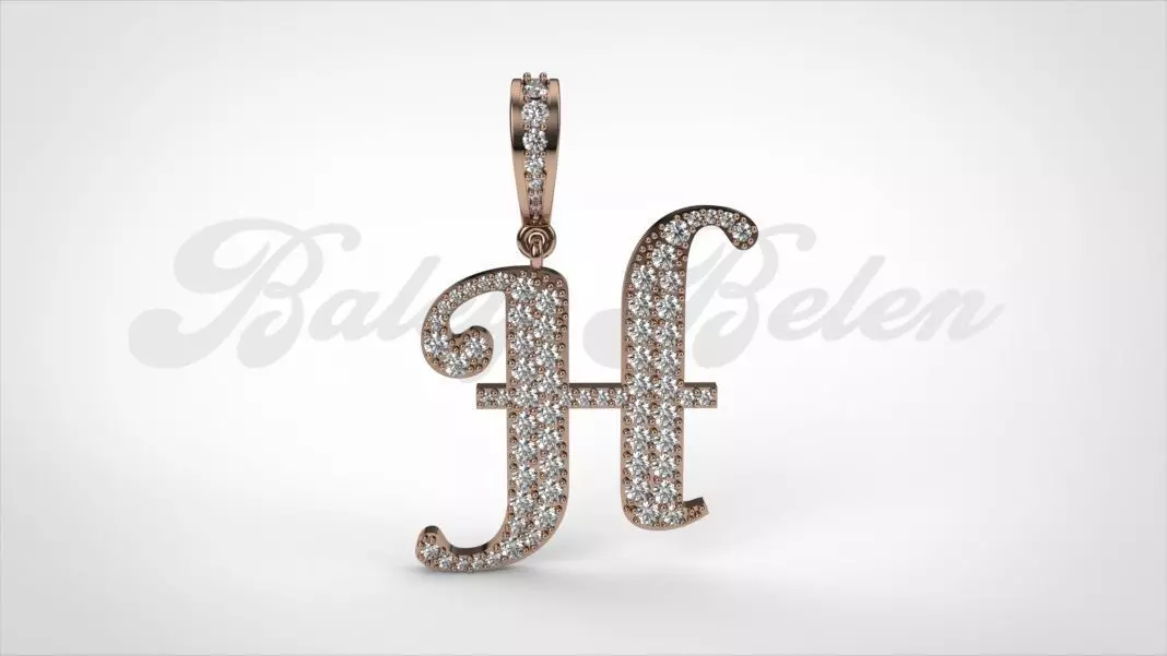Pendant alphabet berkshire H medium  3D print model_0