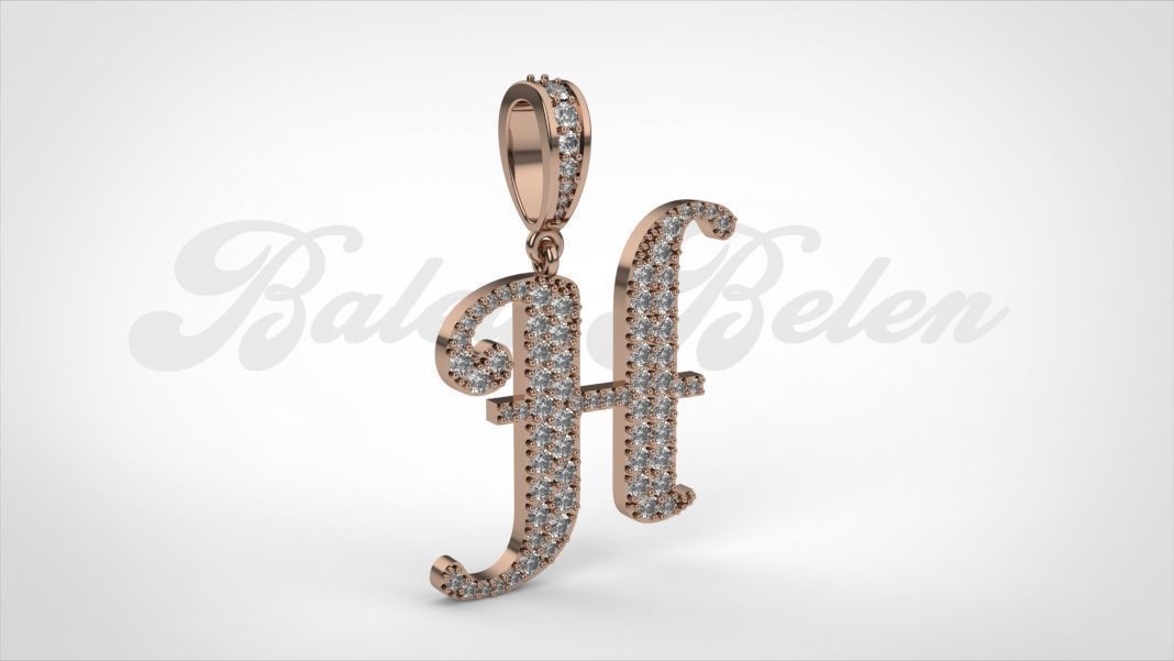 Pendant alphabet berkshire H medium  3D print model_1