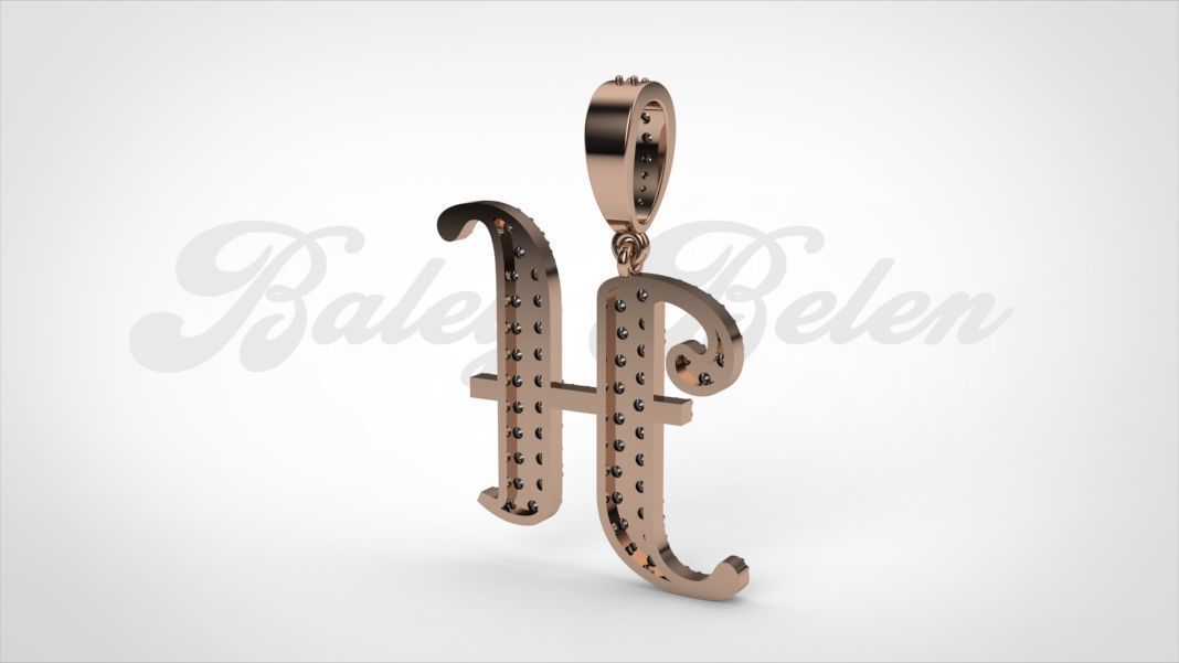 Pendant alphabet berkshire H medium  3D print model_11