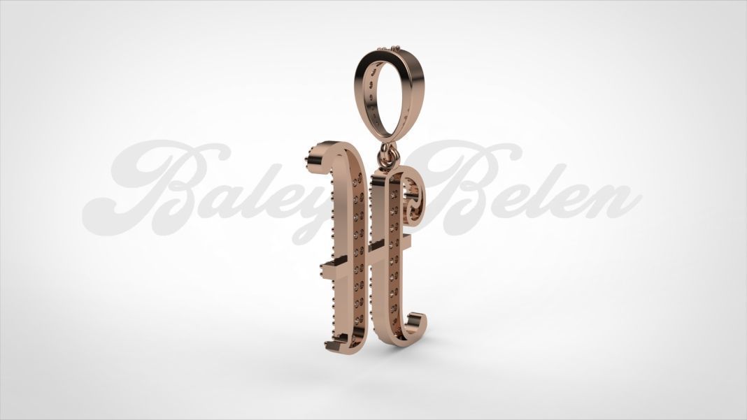 Pendant alphabet berkshire H medium  3D print model_8