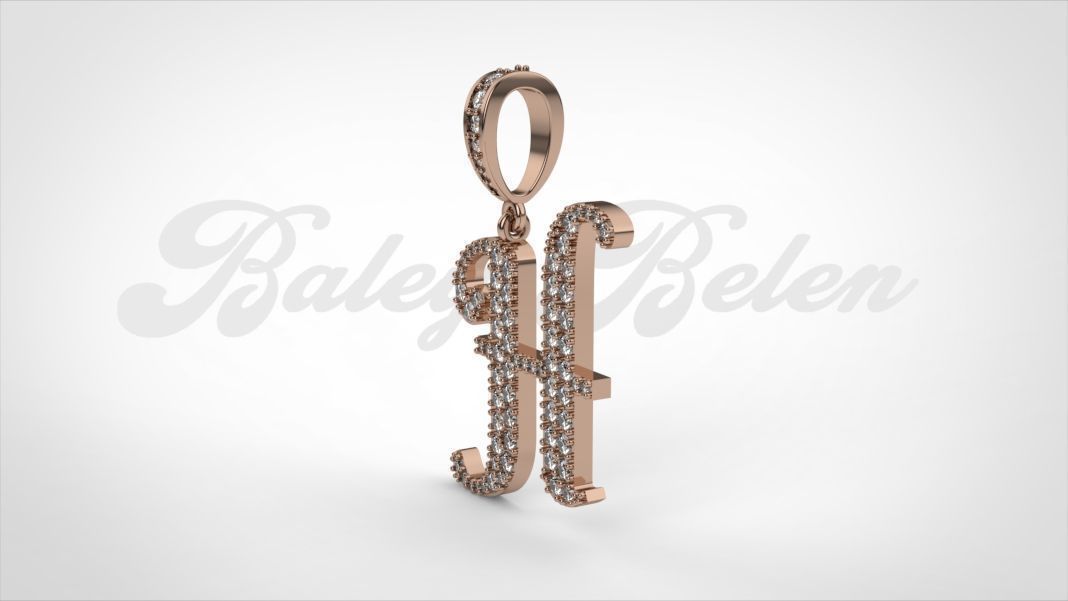 Pendant alphabet berkshire H medium  3D print model_6