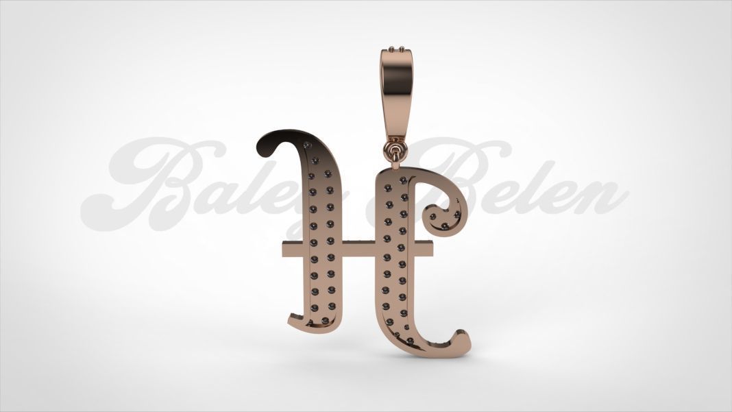 Pendant alphabet berkshire H medium  3D print model_10