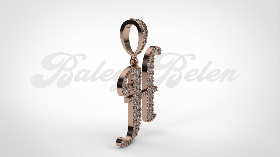 Pendant alphabet berkshire H medium  3D print model_2