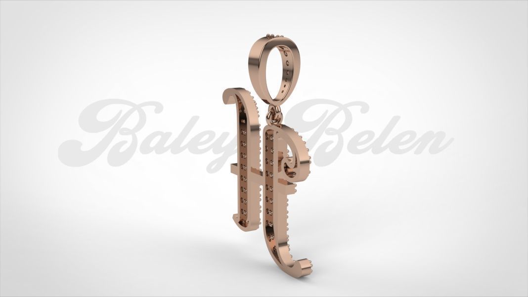 Pendant alphabet berkshire H medium  3D print model_3