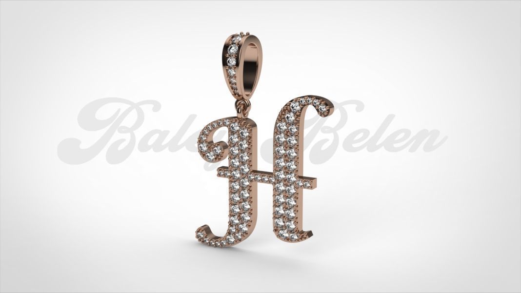 Pendant alphabet berkshire H medium  3D print model_5