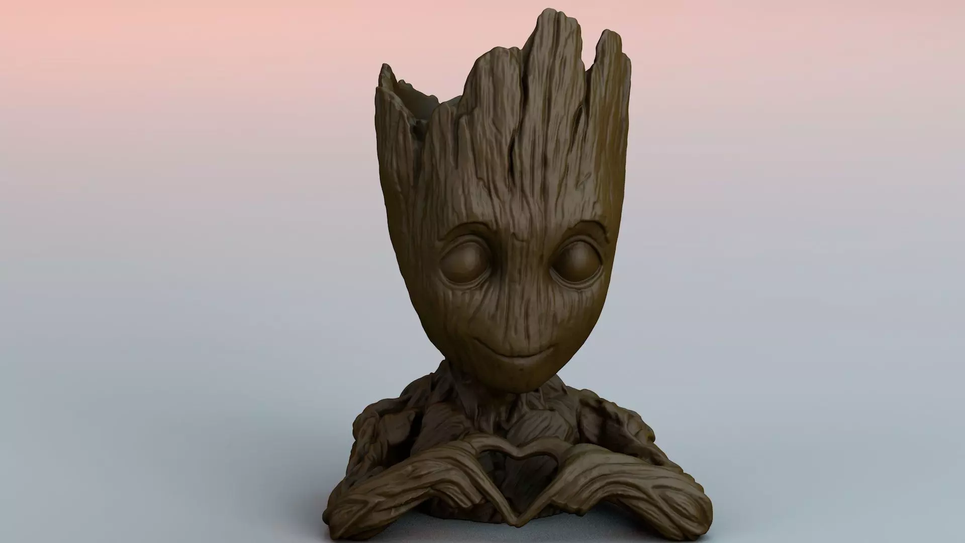 Baby groot with heart 3D print model