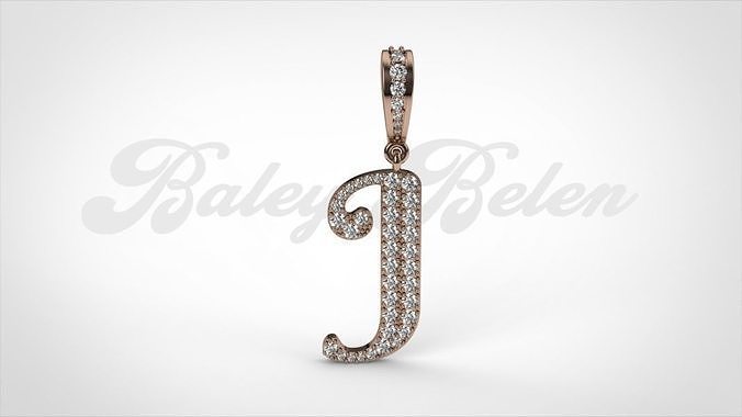 Pendant alphabet berkshire  J medium  3D print model