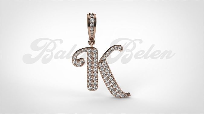 Pendant alphabet berkshire K  medium 3D print model