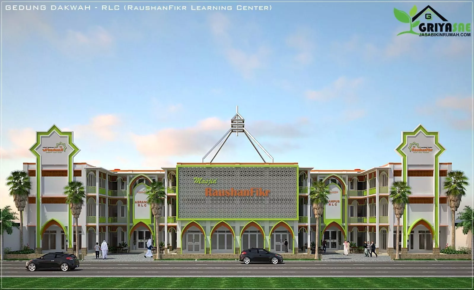 school building Low-poly 3D model_0