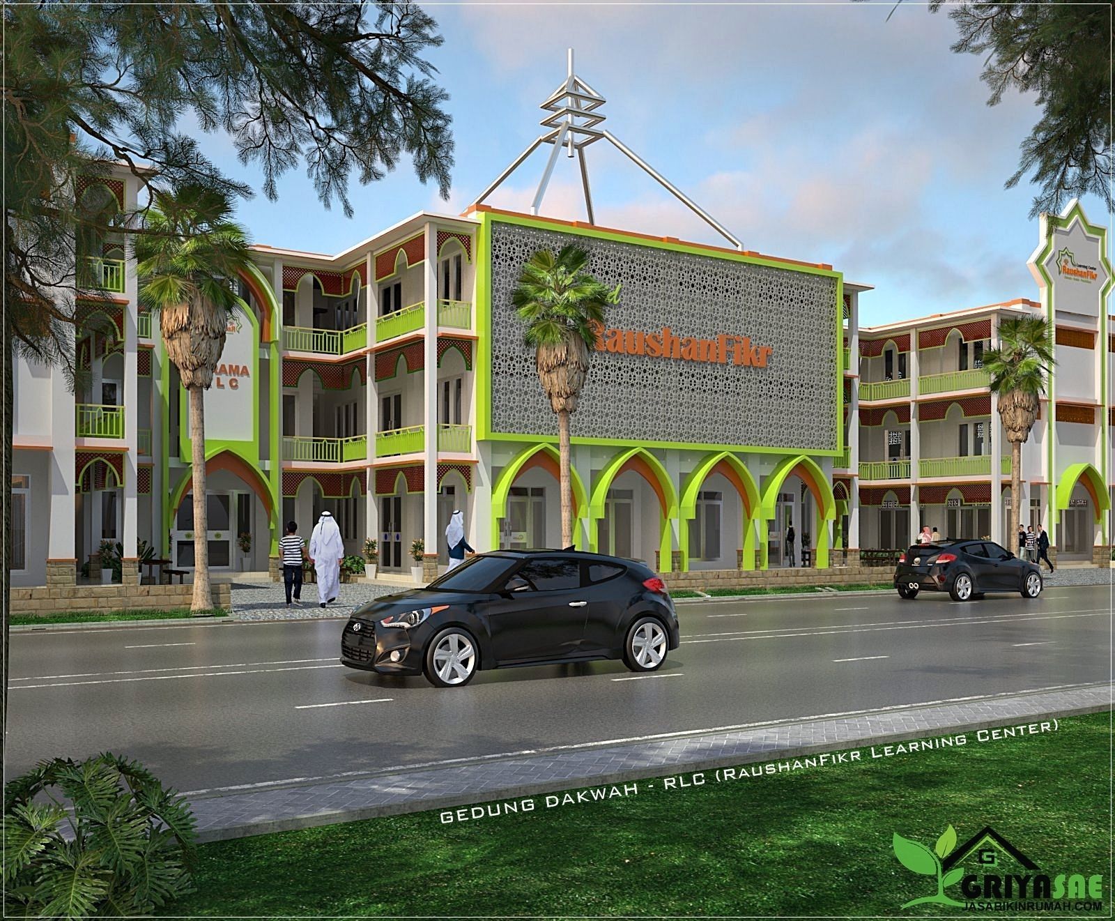 school building Low-poly 3D model_2