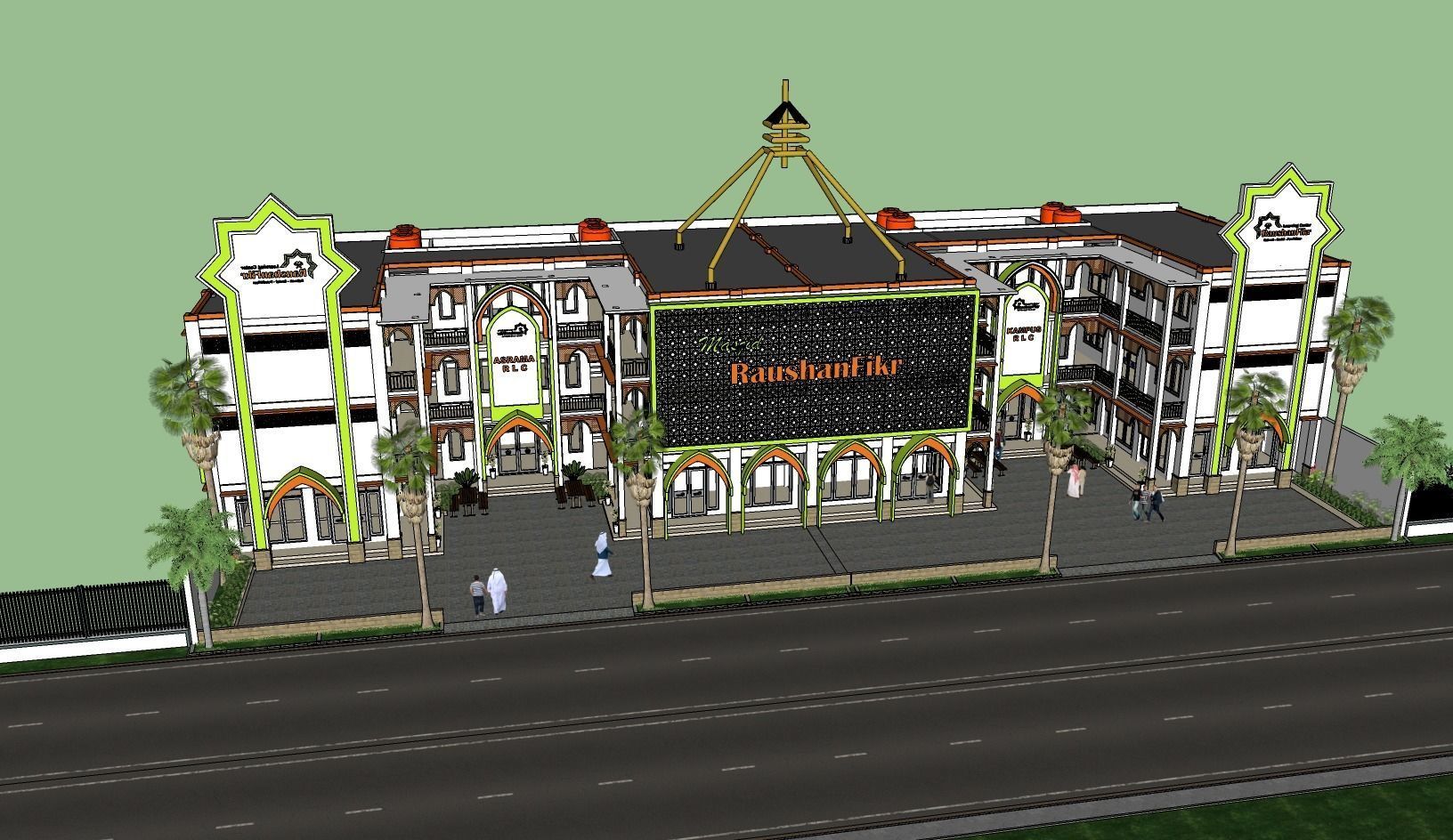 school building Low-poly 3D model_4