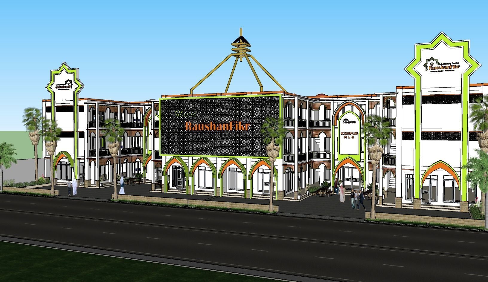 school building Low-poly 3D model_5