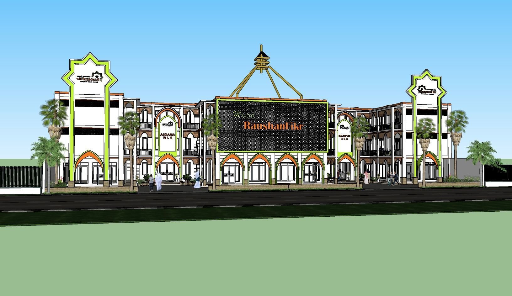 school building Low-poly 3D model_3