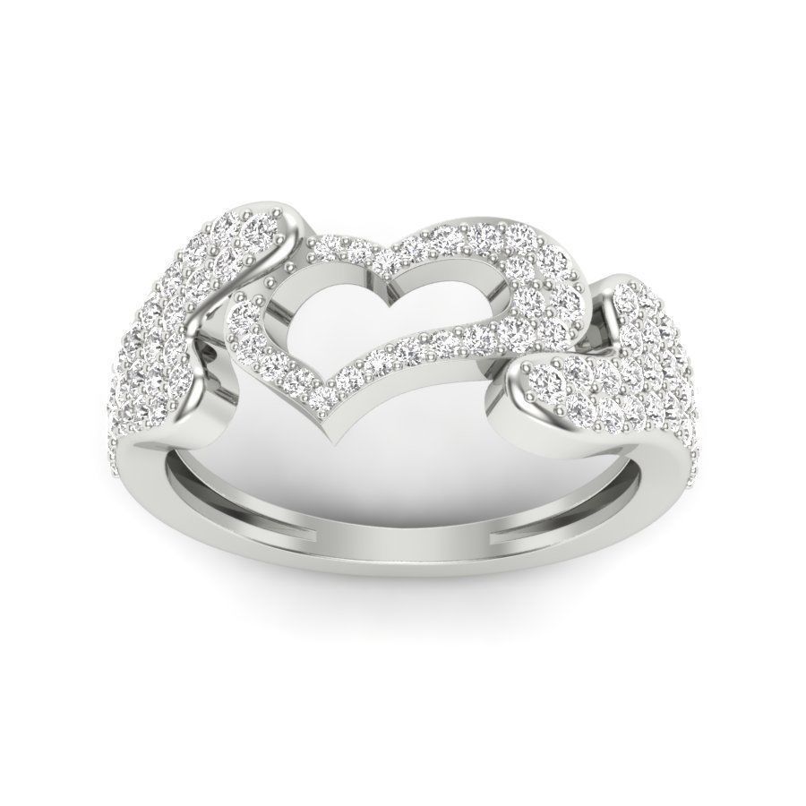Solitaire Wedding Engagement Heart Ring with 360 View 3D print model_7