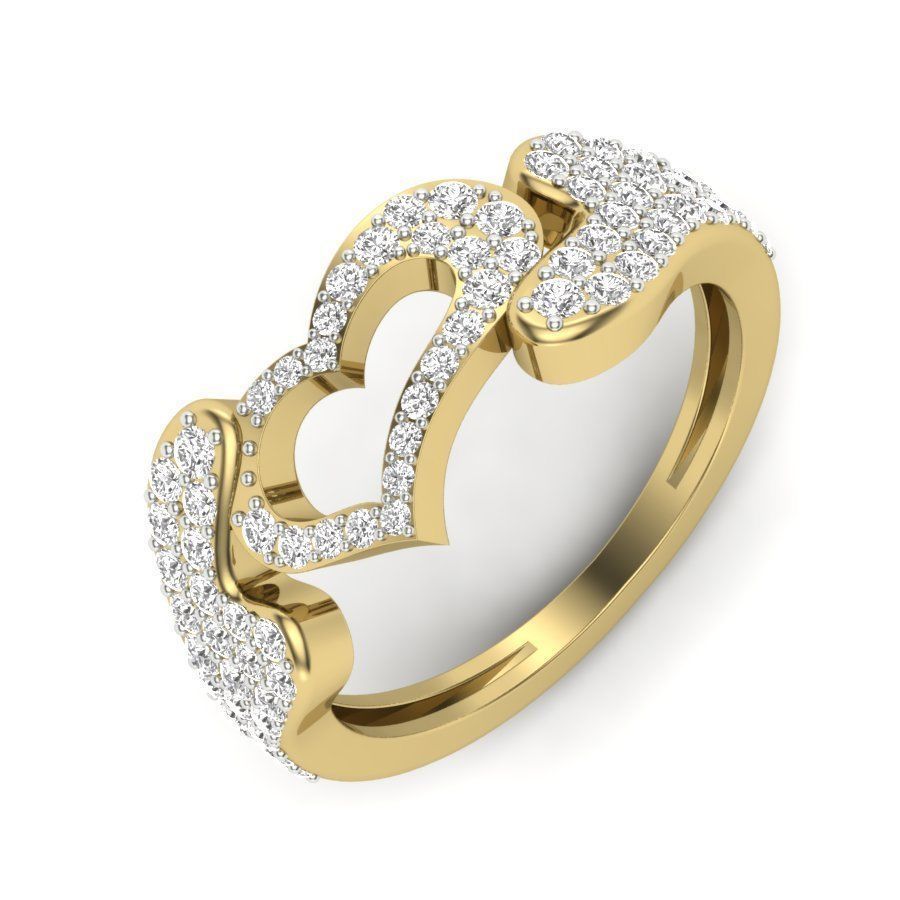 Solitaire Wedding Engagement Heart Ring with 360 View 3D print model_1