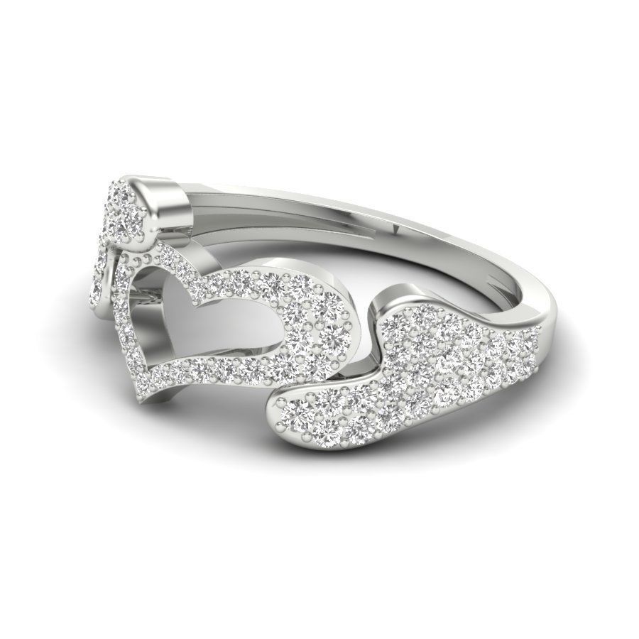 Solitaire Wedding Engagement Heart Ring with 360 View 3D print model_10