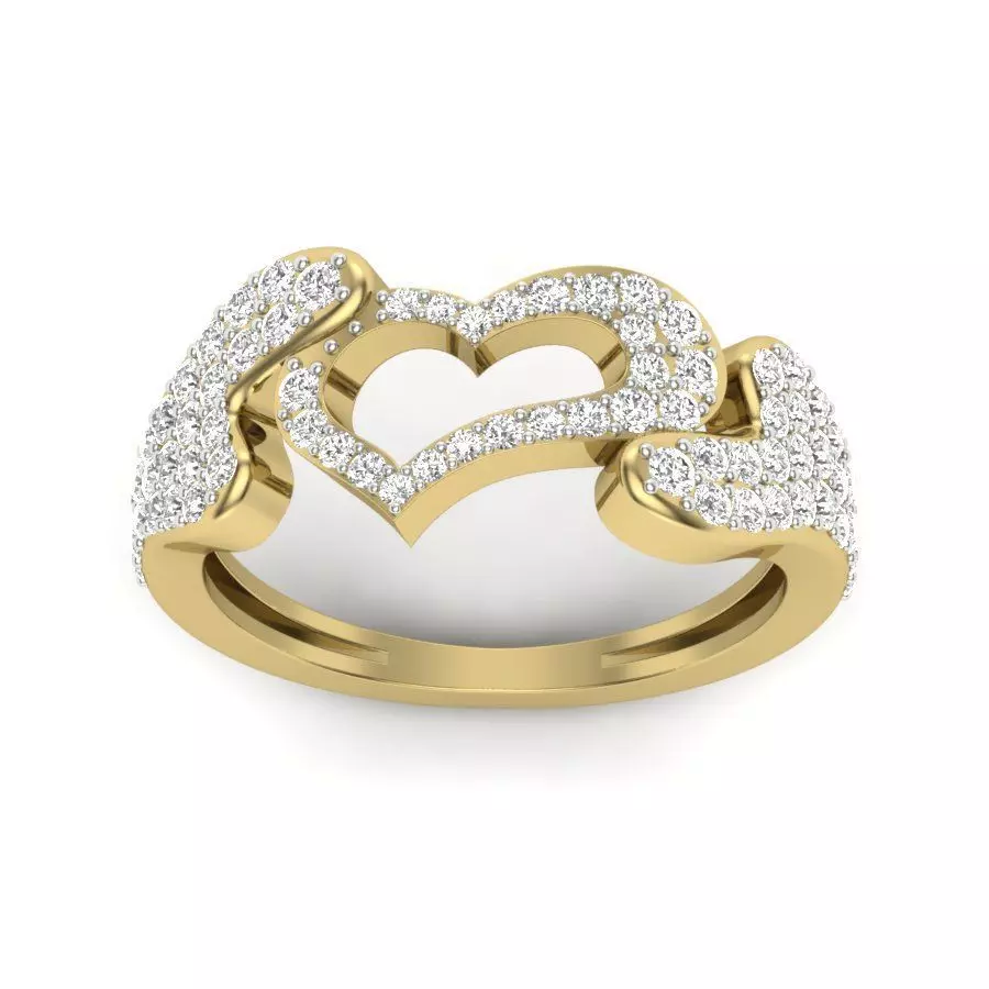 Solitaire Wedding Engagement Heart Ring with 360 View 3D print model_0