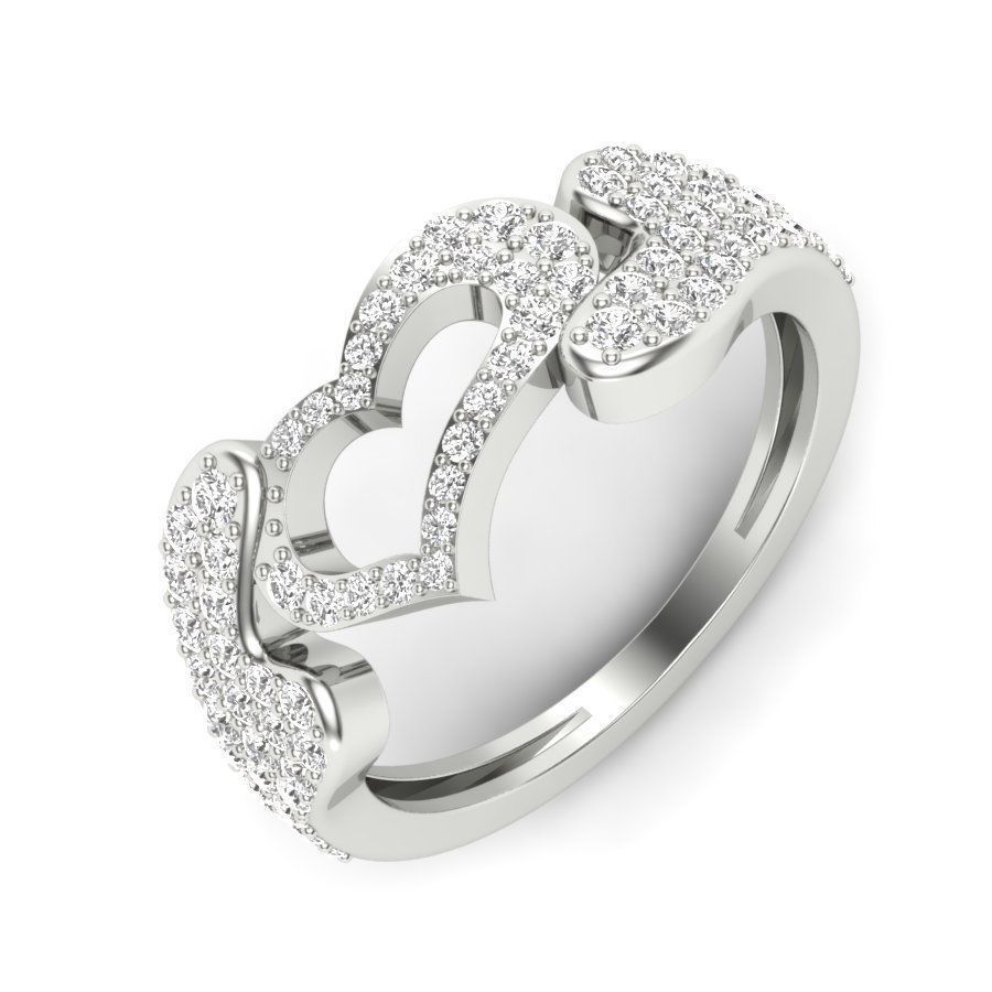 Solitaire Wedding Engagement Heart Ring with 360 View 3D print model_6