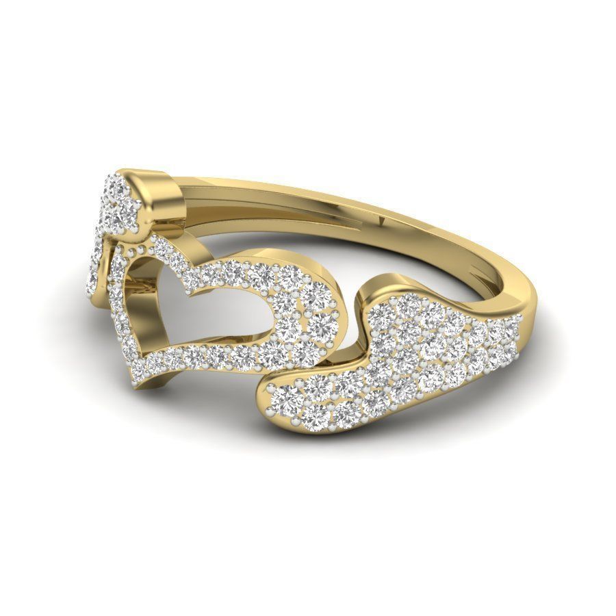 Solitaire Wedding Engagement Heart Ring with 360 View 3D print model_4