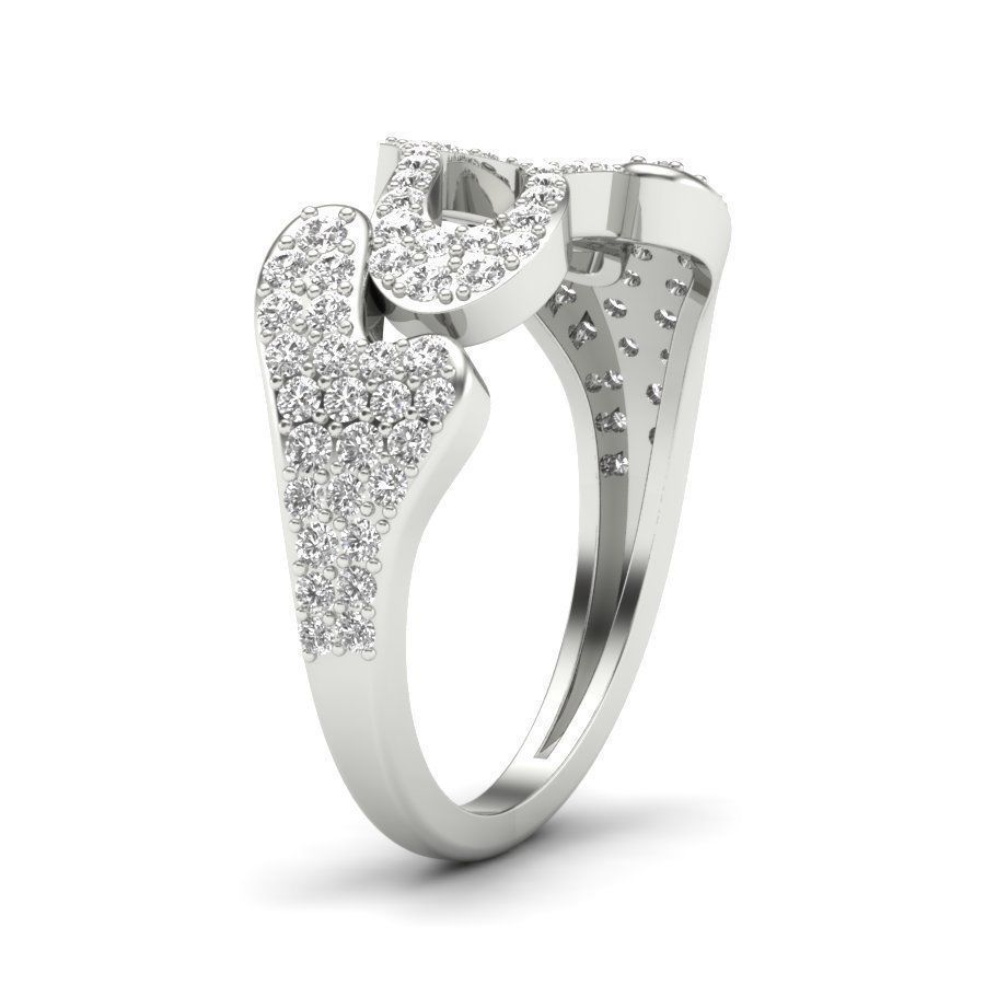 Solitaire Wedding Engagement Heart Ring with 360 View 3D print model_9