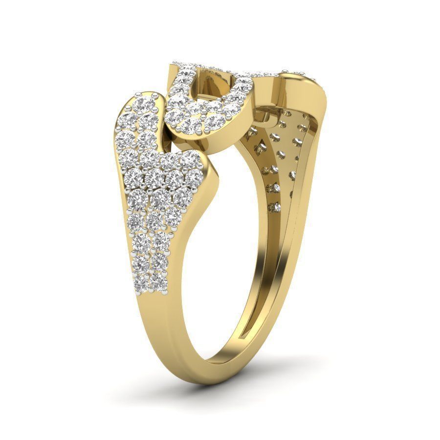 Solitaire Wedding Engagement Heart Ring with 360 View 3D print model_3