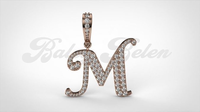 Pendant alphabet berkshire  M medium  3D print model