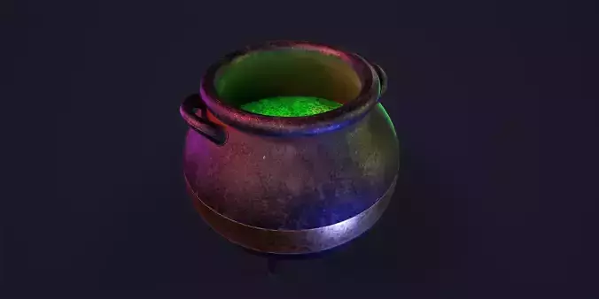 Cauldron glowing pot Low-poly 3D model