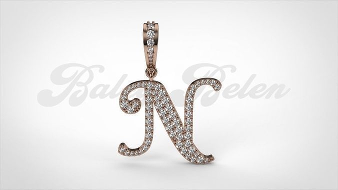 Pendant alphabet berkshire N  medium  3D print model