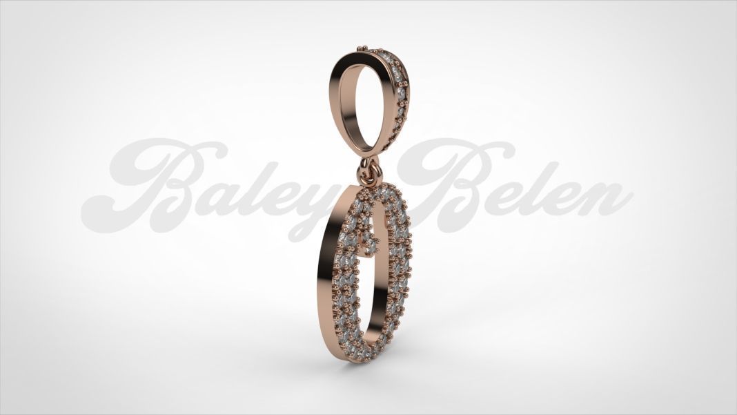 Pendant alphabet berkshire O medium  3D print model_2