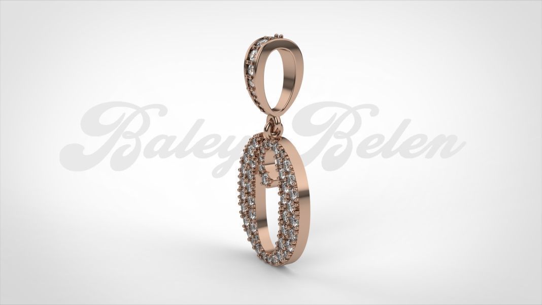 Pendant alphabet berkshire O medium  3D print model_6