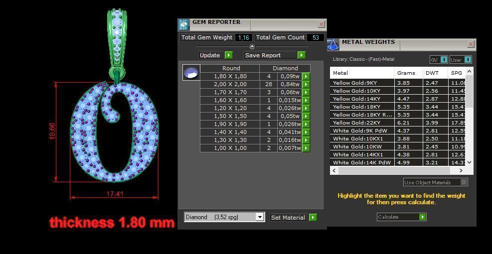 Pendant alphabet berkshire O medium  3D print model_12