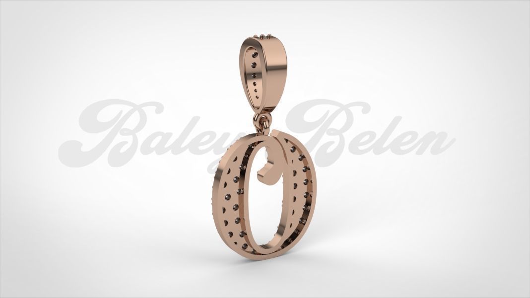 Pendant alphabet berkshire O medium  3D print model_9