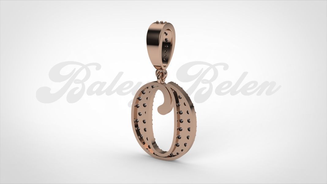 Pendant alphabet berkshire O medium  3D print model_11