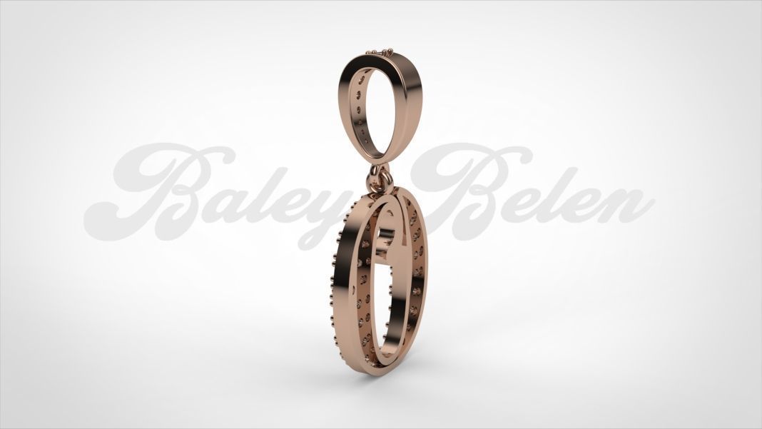 Pendant alphabet berkshire O medium  3D print model_8