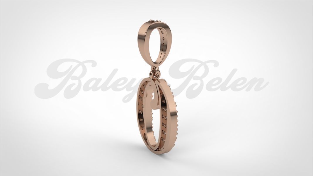 Pendant alphabet berkshire O medium  3D print model_3